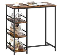 Table de bar - HOMCOM - avec 3 étagères de rangement et cadre en acier - 90 x 50 x 90,5 cm - brun rustique, noir
