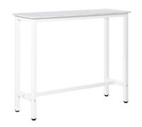 Table de bar - HOMCOM - haute - 120 x 40 x 100 cm - châssis piètement acier, plateau aspect marbre blanc