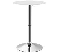 HOMCOM Table de Bar Table Bistro Hauteur Réglable 67-93 cm Ø 63 cm Blanc | Mange-debout, Chic Style Contemporain, Plateau Pivotant 360°, Métal