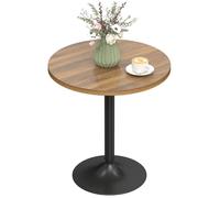 HOMCOM Table de Bar Ronde 60 cm, Table Haute Cuisine Mange-Debout avec Patins antidérapants, Cadre en métal, pour Cuisine, Salon, Noyer
