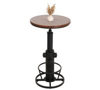 Mendler Table de Bar HWC-N20, Table de bistrot, réglable en Hauteur pivotant Repose-Pieds Industriel Bois Massif Ø 61 cm - Brun