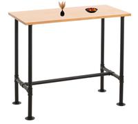 Table de bar HWC-N21, table de bar, table de bistrot, repose-pieds en métal industriel pin massif 108x120x61cm naturel