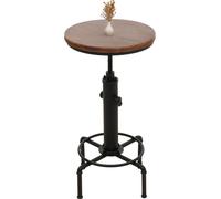 Mendler Table de Bar HWC-N23, Table de comptoir Table de Bistro réglable en Hauteur pivotante Repose-Pieds Industrial Fer Massif-Bois Ø 50cm - Brun