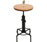 Mendler Table de Bar HWC-N23, Table de comptoir Table de bistrot réglable en Hauteur pivotante Repose-Pieds Industrial Fer Massif-Bois Ø 50cm - Naturel