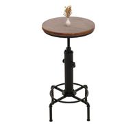 Mendler Table de Bar HWC-N23, Table de comptoir Table de Bistro réglable en Hauteur pivotante Repose-Pieds Industrial Fer Massif-Bois Ø 50cm - Brun