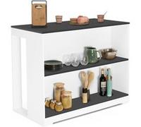 IDMarket - Table de Bar îlot Juno Bois Blanc et Plateau Gris