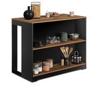IDMarket Table de bar îlot Juno Bois noir Plateau foncé Hawkins