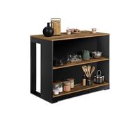 IDMarket Table de bar îlot Juno Bois noir Plateau foncé Hawkins