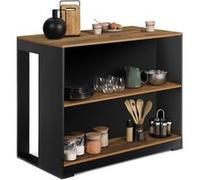 IDMarket Table de bar îlot Juno Bois noir Plateau foncé Hawkins