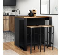 IDMarket - Table de Bar îlot Juno Bois Noir et Plateau foncé Hawkins