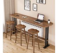 Table de bar industrielle en bois massif avec repose-pieds - Design rectangulaire étroit 139,7 cm, plateau très épais 5 , parfait for les cuisines, balcons et bars(100*40*105cm/39.4*15.7*41.3in)