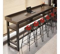 Table de Bar Longue et Étroite à Double Couche avec Rebord, Table de Salle À Manger Haute Hauteur for Cuisine ou Café, Cadre en Bois et Métal Robuste, Gagnez de L'espace(Gray Oak,180x40cm/70.9x15.7in)