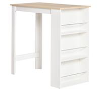 Table de bar mange-debout - 3 étagères - aspect chêne clair blanc