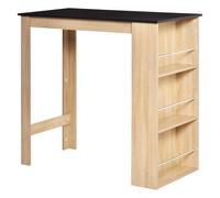 Table de bar mange-debout - 3 étagères - aspect chêne clair noir