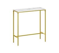 HOMCOM Table de Bar Mange-Debout Table Haute de Cuisine rectangulaire avec Plateau Aspect Effet marbre et Cadre en Acier, pour Salle à Manger et Cuisine, 100 x 40 x 107 cm, doré
