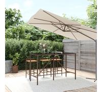 vidaXL Table de bar et dessus en verre marron 180x70x110 cm poly rotin 362590