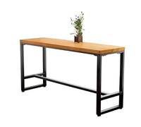 Table de bar minimaliste en bois massif,tabouret de bar,patins réglables,stable,adaptée aux cafés et aux boutiques de thé à bulles(140x40cm/55.1x15.7in)