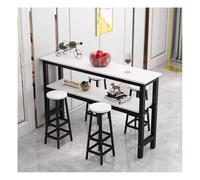 Table de bar moderne blanche à 2 niveaux avec chaises compactes pour salle à manger, cuisine, salle à manger, salon, studio 120 x 30 x 100 cm