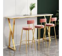 Table de Bar Moderne Effet Marbre Noir, Table Haute Design Pieds Dorés | Table Consolle Longue et Étroite Derrière Canapé, Mange-Debout Haut pour Cuisine, Café, Salon(White,100cm/39.3in)