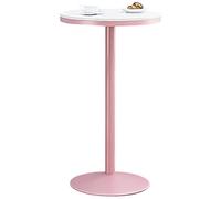 Table de bar moderne en marbre rose de 43,3 pouces, idéale pour le petit-déjeuner, le dîner, le café ou le thé au lait, table de pub intérieure/extérieure pour les cocktails ou les desserts