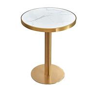 Table de bar moderne en marbre - Table de cocktail haute avec cadre en métal pour petites terrasses et arrière-cours, élégant comptoir de pub, assemblage facile, parfaite pour le divertissement