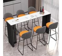 Table de bar moderne pour l'extérieur Table haute pour restaurant industriel avec plateau en ardoise Table à manger au niveau du comptoir pour la cuisine avec base en métal Longue table de petit