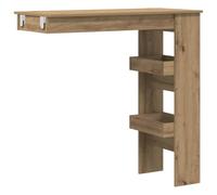 Table de bar murale contreplaqué chêne Artisan 102 x 45 x 103,5 cm | Style simple et élégant, bois contreplaqué chêne, 2 compartiments porte-bouteilles, fixation murale incluse, usage social