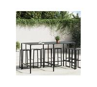 Table de bar noir 200x100x110 cm acier enduit de poudre, table de bar de petit-déjeuner, table de bar de cuisine, 3301419