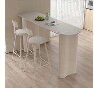Table de bar ovale à hauteur de comptoir moderne en ardoise blanche pour cuisine, design long et étroit, 180 cm