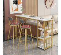 Table de bar pour 2 à 4 grandes tables de cuisine avec 3 étagères de rangement et surface facile à nettoyer, parfaite pour les petits espaces, les appartements et la décoration moderne