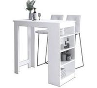 Table de bar pour le tabouret AKORD Blanche 115 cm façade Blanche 4 étagères 115x50x103 cm Blanc G