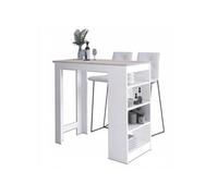 Table de bar pour le tabouret Blanche 115 cm façade Chêne Sonoma 4 étagères 115x50x103 cm