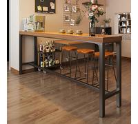 Table de bar rectangulaire avec repose-pieds réglables et cadre en métal, table haute avec repose-pieds pour petit espace, cuisine, salon, comptoir, salle à manger, pub, bureau café (300 x 101 x 25