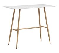 HOMCOM Table de bar rectangulaire 4 personne pieds en acier effet bois assemblage facile 120 x 60 x 98 cm blanc