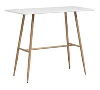 Table de bar rectangulaire style scandinave - dim. 120L x 60l x 98H cm - châssis piètement acier aspect bois plateau MDF blanc Blanc G