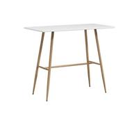 Table de bar rectangulaire style scandinave - dim. 120L x 60l x 98H cm - châssis piètement acier aspect bois plateau MDF blanc Blanc G