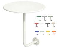 Table De Bar Ronde avec Support Mural, Bureau Flottant Petite Table D'appoint en Forme De L, Table Basse Ronde pour Cocktails, Pubs, Bureaux, Desserts, Salons(White,19.7in/50cm)
