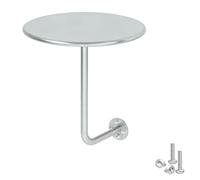 Table De Bar Ronde avec Support Mural, Bureau Flottant Petite Table D'appoint en Forme De L, Table Basse Ronde pour Cocktails, Pubs, Bureaux, Desserts, Salles D'attente Et Salons(Argent,50cm)