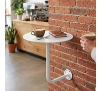 Table de Bar Ronde avec Support Mural en L, Bureau Flottant Solide