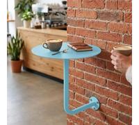 Table de Bar Ronde avec Support Mural en L, Bureau Flottant Solide