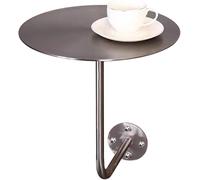 Table de Bar Ronde avec Support Mural, Table Basse en Acier Inoxydable, Table de Bistrot Type L, Table de Bar Flottante pour Cuisine et Salle à Manger(Size:50x50x45cm)