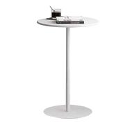 Table de bar ronde moderne avec cadre en métal - Table d'appoint facile à assembler pour salle à manger, maison et bar - Dessus blanc 48 x 56 cm
