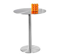 Table de bar ronde - Petite table basse pour salon et bureau avec dessus en acier inoxydable et base robuste, idéale pour une utilisation dans un pub ou un café
