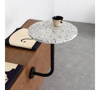 Table de bar ronde style moderne avec plateau en terre cuite blanche et base en fer, idéale pour pub, bistro, café ou table basse murale