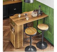 Table de Bar - SoBuy FWT98-PF - Mange Debout - 1 Plateau Rabattable, 2 Etagères et 1 Porte - 120 x 63 x 95