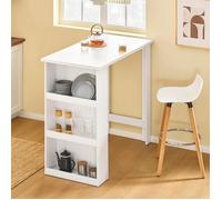 Table de Bar SoBuy Mange Debout avec 3 Étagères Latérales Rangement Petits Espaces Table Haute Cuisine Salon Blanche 112x57x106cm