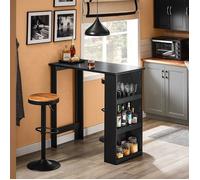 Table de Bar SoBuy Mange Debout avec 3 Étagères Rangement Latéral Table Haute Cuisine Salon Petits Espaces Noir 112x57x106cm
