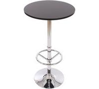 Table de bar / table haute Bari, ronde, avec repose-pied, 109x60x60cm, noir Noir G