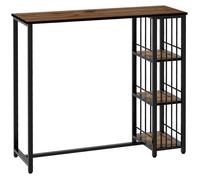 Table de bar table haute de cuisine mange-debout avec étagères 120 x 40 x 105 cm piètement acier noir