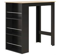 Table de bar table haute de cuisine mange-debout comptoir - 3 étagères - aspect bois clair noir